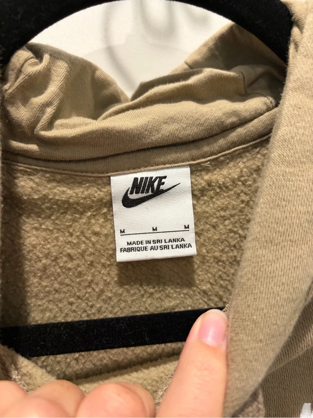 Nike Men’s Khaki Pullover Hoodie with White Swoosh